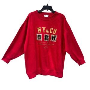 Vintage NY&Co Red oversized Christmas Sweater Size Medium
